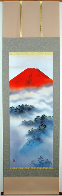 伊藤渓山赤富士掛軸