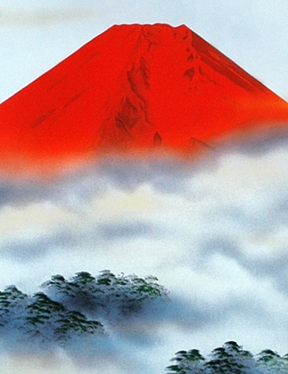 赤富士掛軸(掛け軸）　伊藤渓山